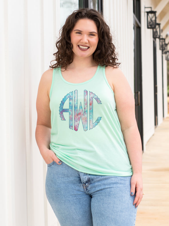 Tie Dye Monogrammed Racerback Tank