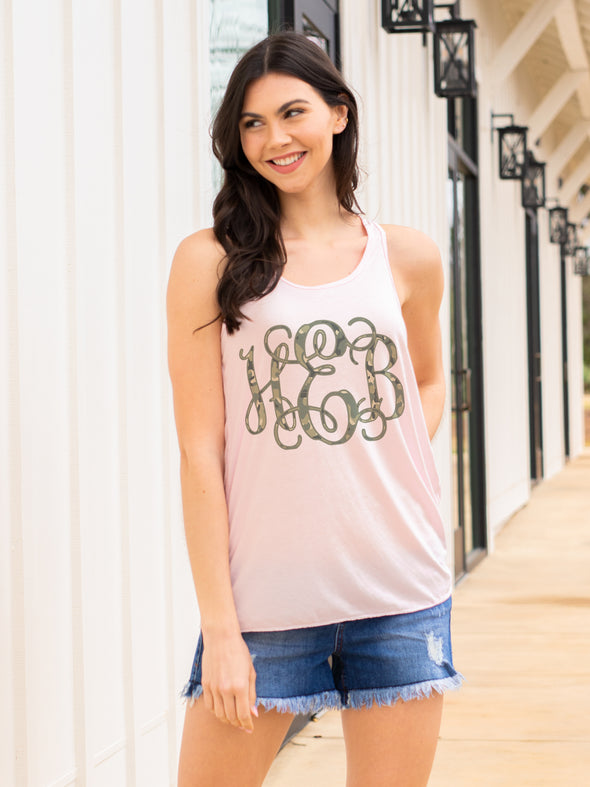 Camo Monogrammed Racerback Tank