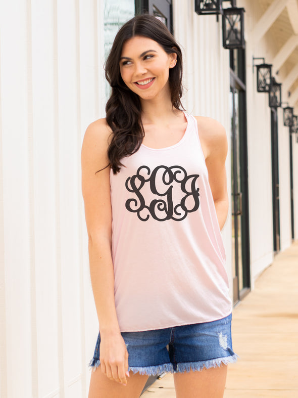 Solid Monogrammed Racerback Tank