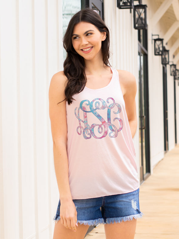 Tie Dye Monogrammed Racerback Tank