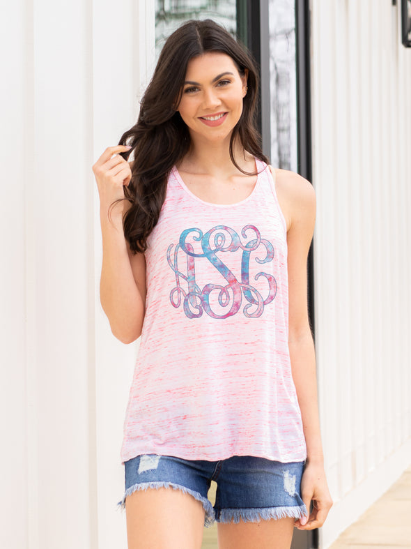 Tie Dye Monogrammed Racerback Tank