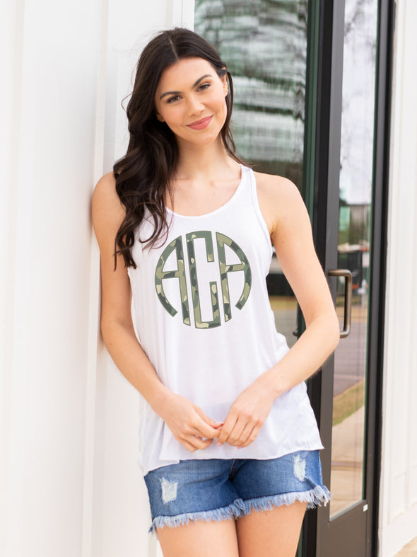 Camo Monogrammed Racerback Tank