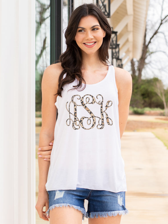 Leopard Monogrammed Racerback Tank