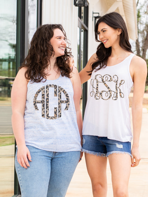 Leopard Monogrammed Racerback Tank