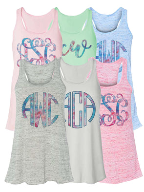 Tie Dye Monogrammed Racerback Tank