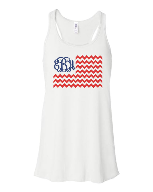 Chevron Flag Racerback Tank - White