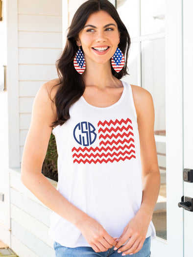 Chevron Flag Racerback Tank - White