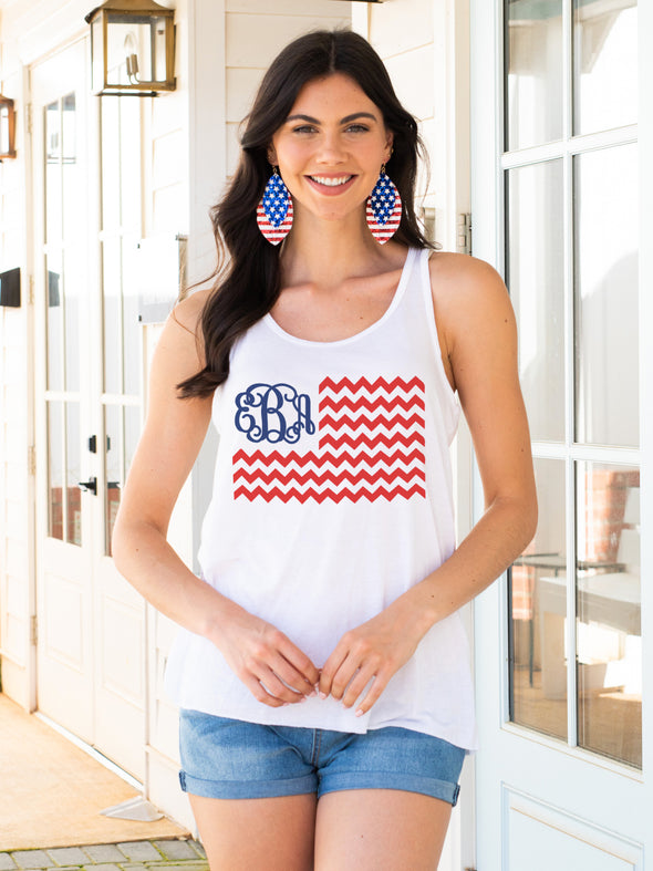 Chevron Flag Racerback Tank - White