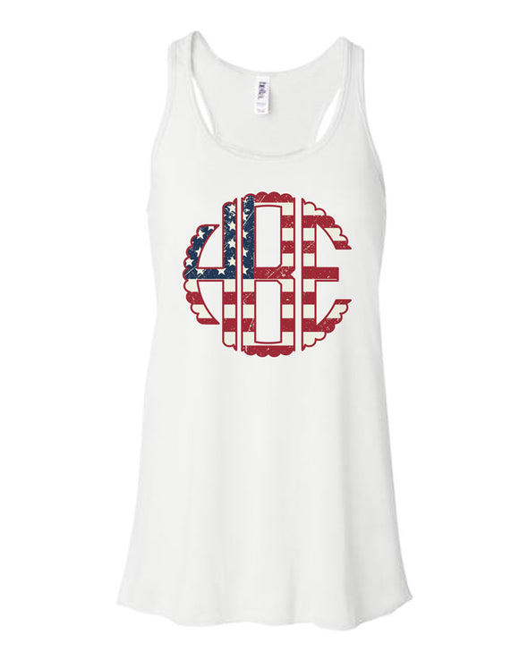 USA Circle Monogram Racerback Tank - White