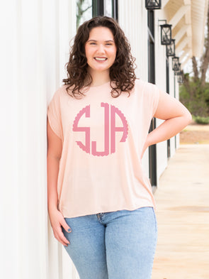 Solid Monogrammed Rolled Cuff Tee