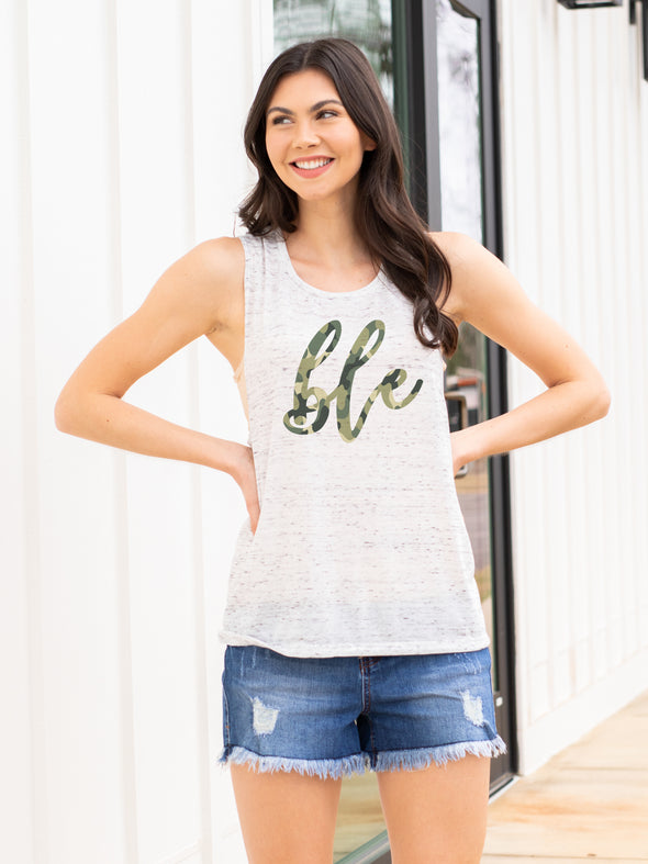 Camo Monogrammed Scoop Neck Tank