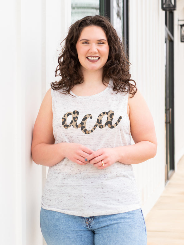 Leopard Monogrammed Scoop Neck Tank