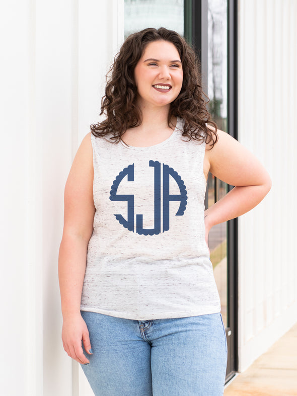 Solid Monogrammed Scoop Neck Tank