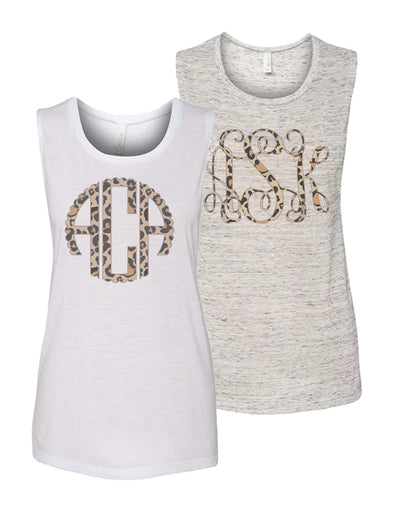 Leopard Monogrammed Scoop Neck Tank