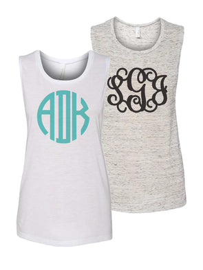 Solid Monogrammed Scoop Neck Tank