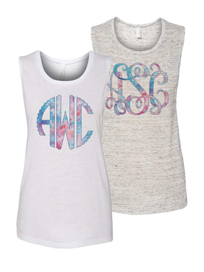 Tie Dye Monogrammed Scoop Neck Tank