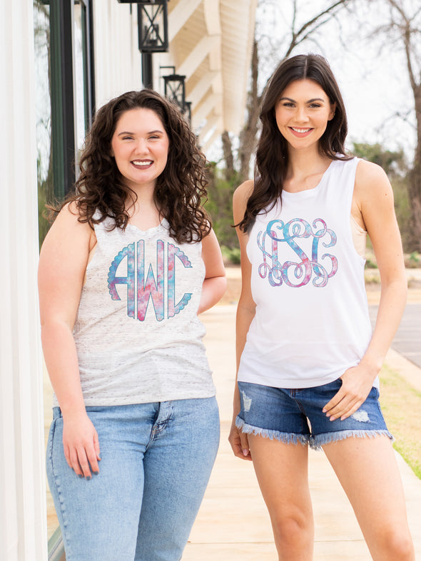 Tie Dye Monogrammed Scoop Neck Tank