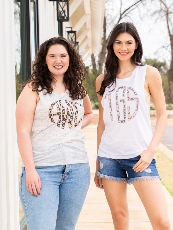 Leopard Monogrammed Scoop Neck Tank