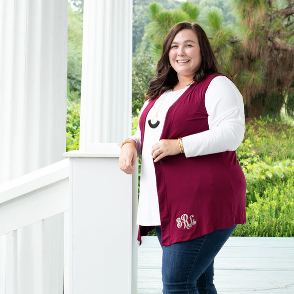 Comfy Days Sleeveless Cardigan - Crimson