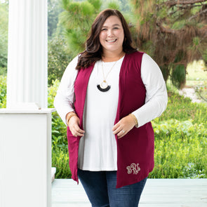 Comfy Days Sleeveless Cardigan - Crimson