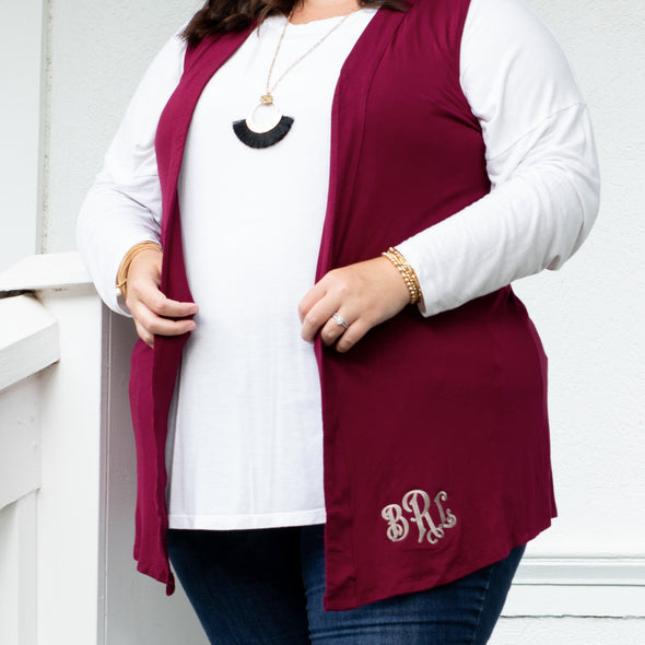 Comfy Days Sleeveless Cardigan - Crimson