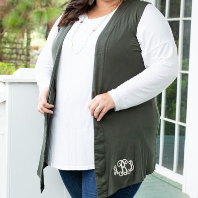 Comfy Days Sleeveless Cardigan - Green