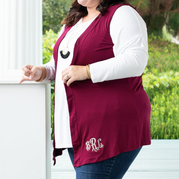 Comfy Days Sleeveless Cardigan - Crimson