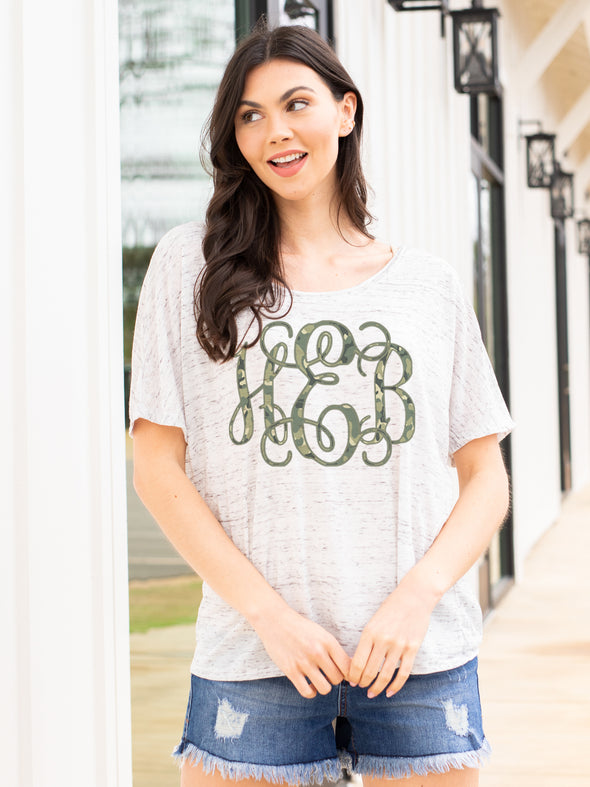 Camo Monogrammed Slouchy Tee