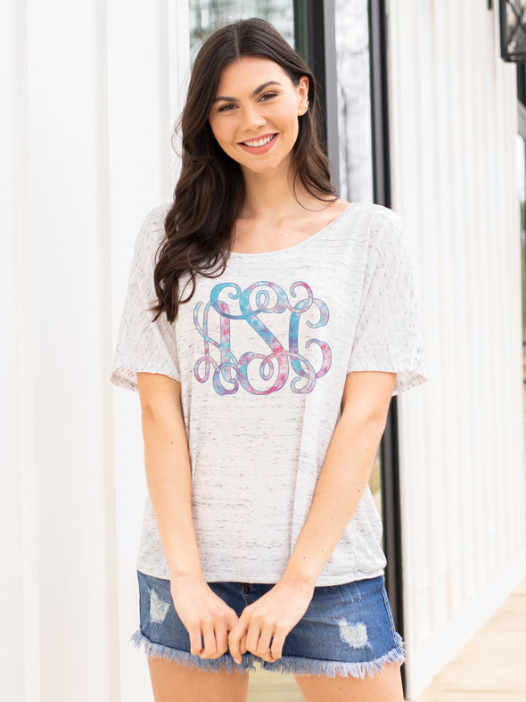 Tie Dye Monogrammed Slouchy Tee