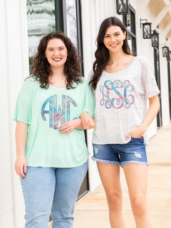 Tie Dye Monogrammed Slouchy Tee