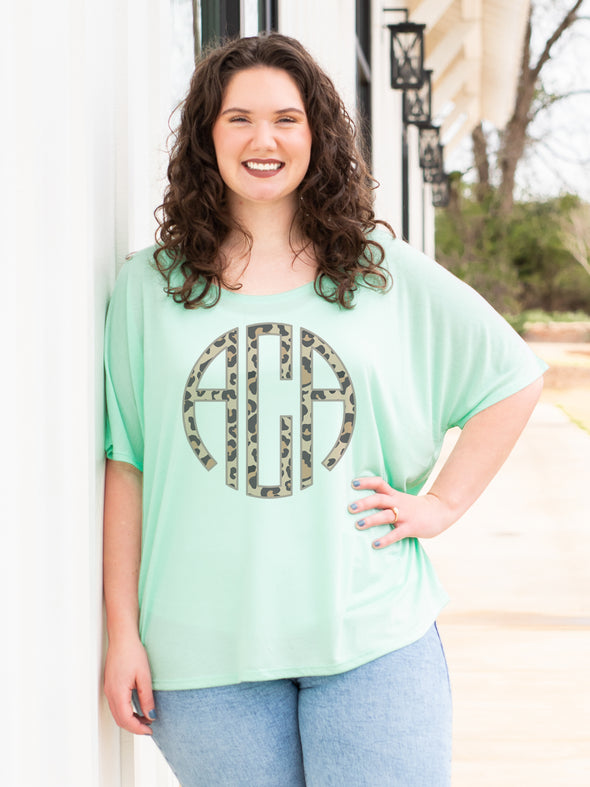 Leopard Monogrammed Slouchy Tee