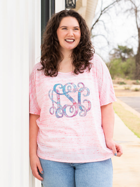 Tie Dye Monogrammed Slouchy Tee