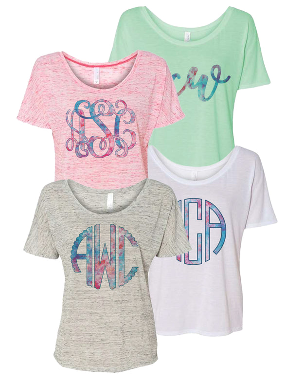 Tie Dye Monogrammed Slouchy Tee