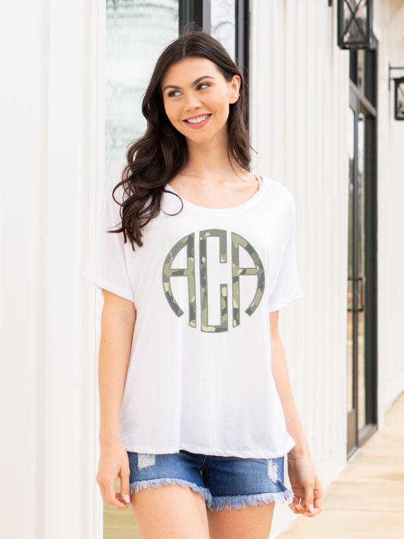 Camo Monogrammed Slouchy Tee