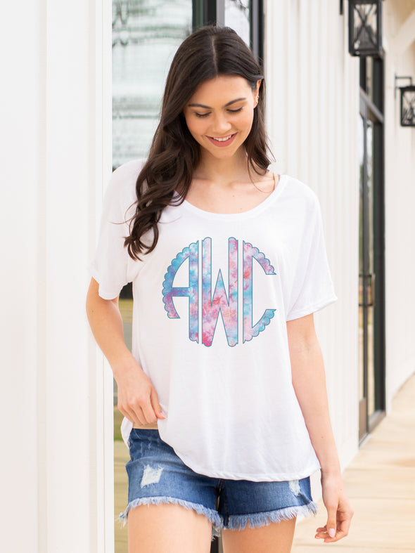 Tie Dye Monogrammed Slouchy Tee