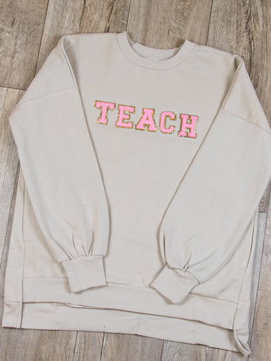 Varsity Letter Sweatshirt - Beige