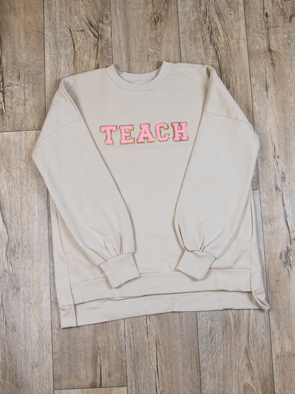 Varsity Letter Sweatshirt - Beige