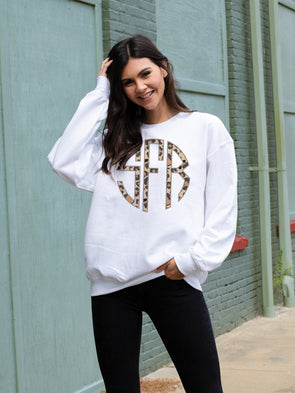 Leopard Monogram Sweatshirt - White