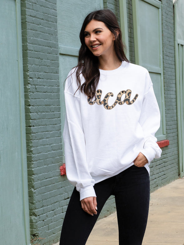 Leopard Monogram Sweatshirt - White